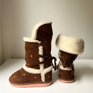 Toddlers Winter Cozy Suede Boots Joe Fresh. Pink rose gold polka dots & soles
